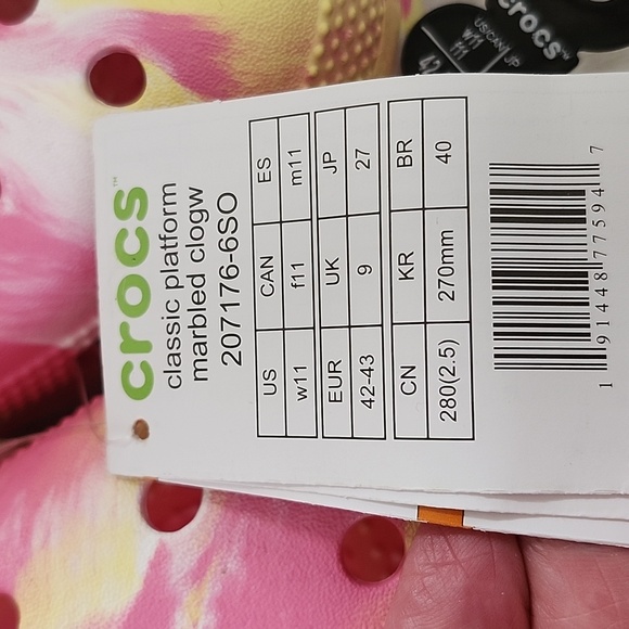 SALE💥NWT💖CROCS Platform Marbled Pink Lemonade Clog - Picture 6 of 8